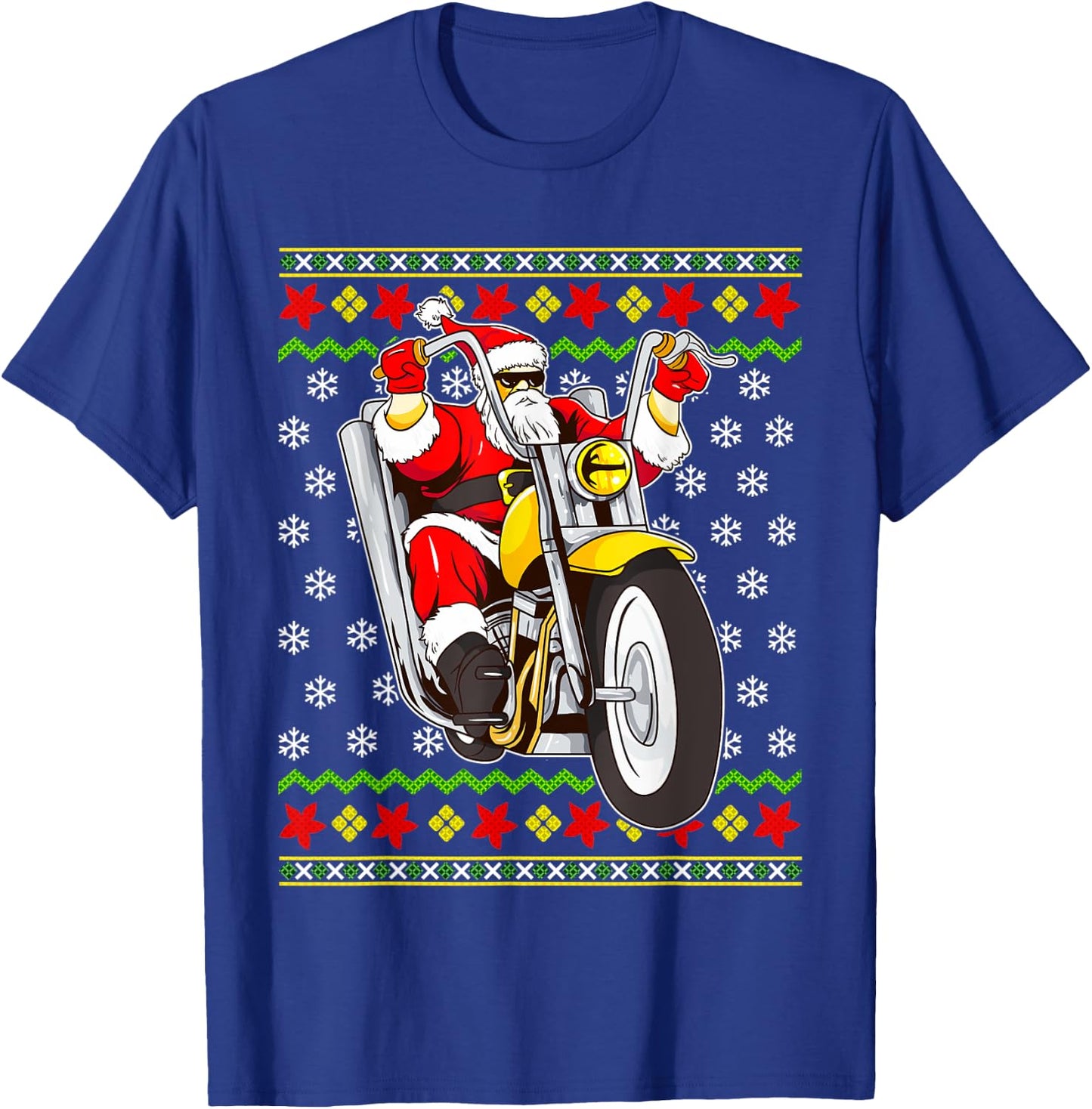 Santa Claus Biker Motorcycle Ugly Christmas Motorcycles T-Shirt - T-Shirt | Royal