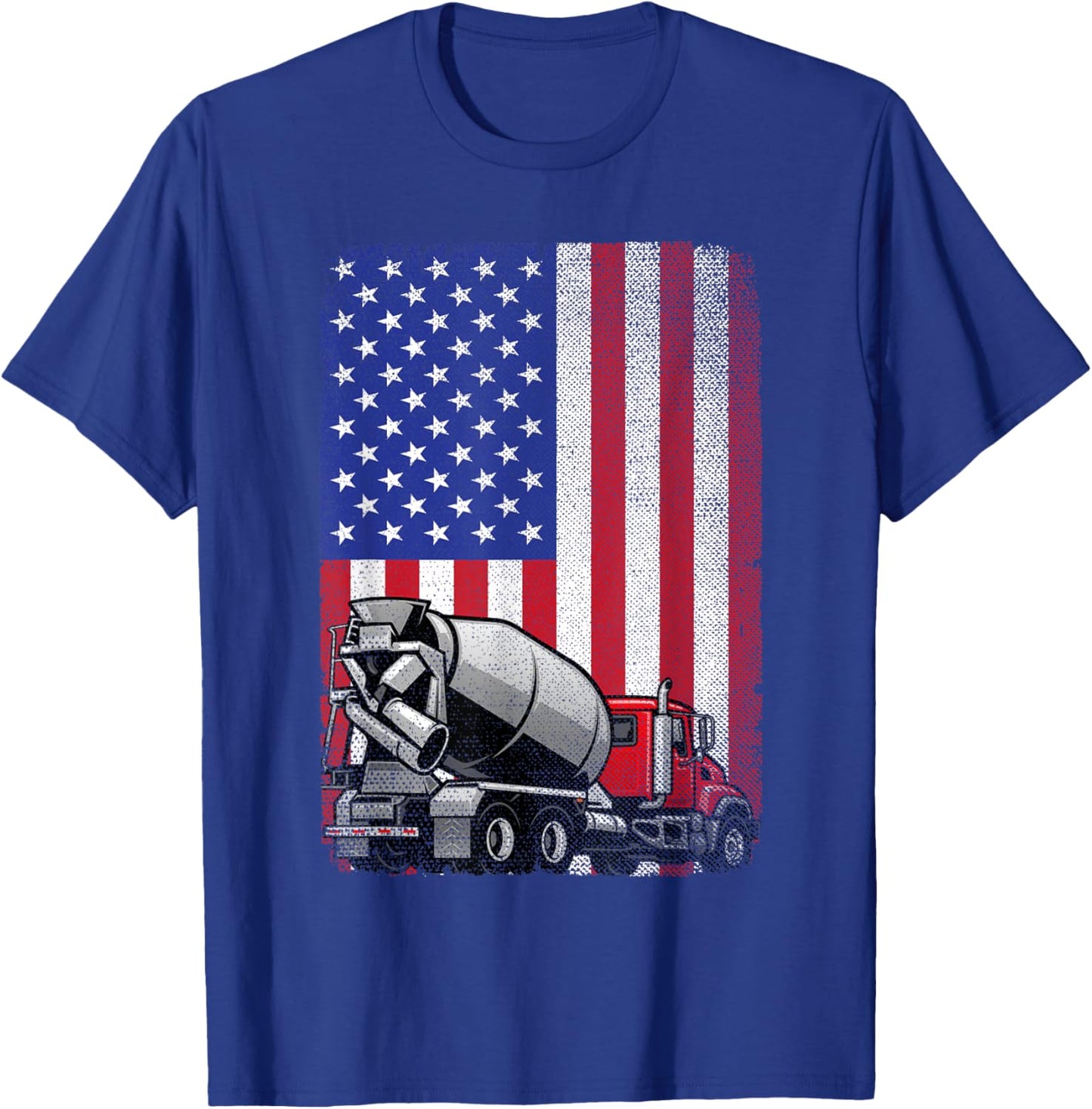 Patriotic Cement Truck Driver Concrete Mixer American Flag T-Shirt - T-Shirt | Royal