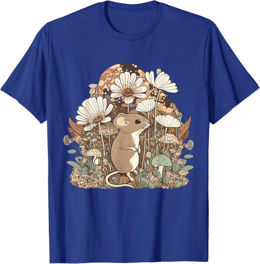 Cute Cottagecore Floral mouse Aesthetic Girls Women Graphic T-Shirt - T-Shirt | Royal