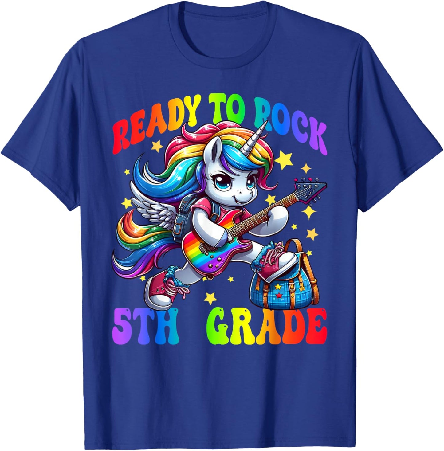 Unicorn Ready To Rock 5th Grade Back To School Rainbow T-Shirt - T-Shirt | Royal