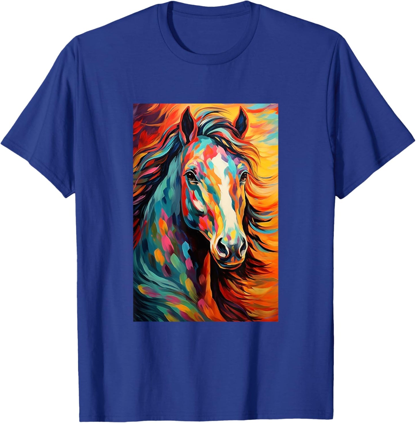 Horse Equestrian Riding - Van Gogh Style - Starry Night T-Shirt - T-Shirt | Royal