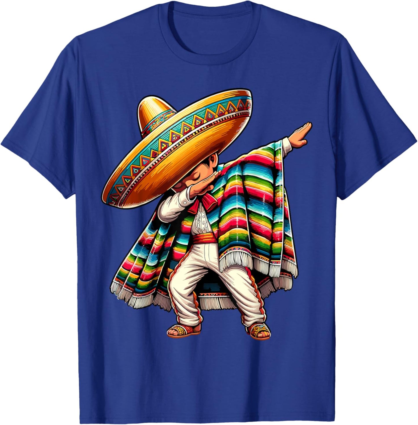 Dabbing Boys Mexican Poncho Cinco de Mayo T-Shirt - T-Shirt | Royal