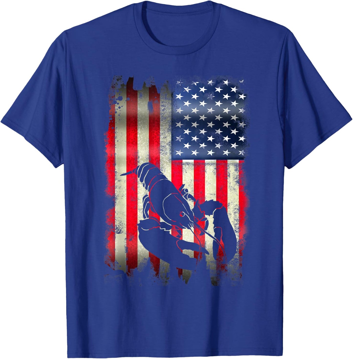 Lobster USA American Flag 4th of July Patriotic Merica T-Shirt - T-Shirt | Royal