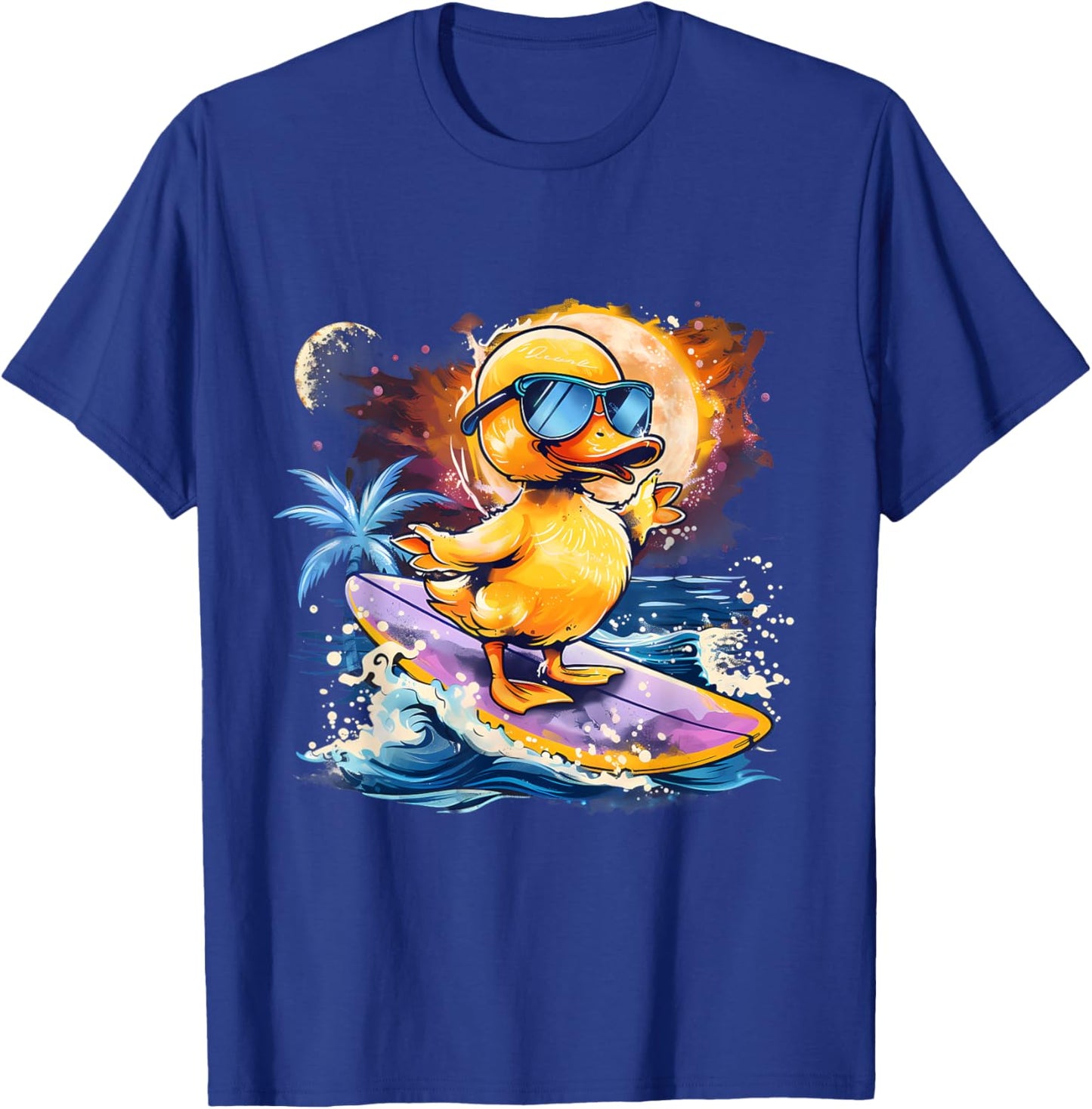 Rubber Duck Surfing Summer Beach Rubber Duckie Surfer T-Shirt - T-Shirt | Royal