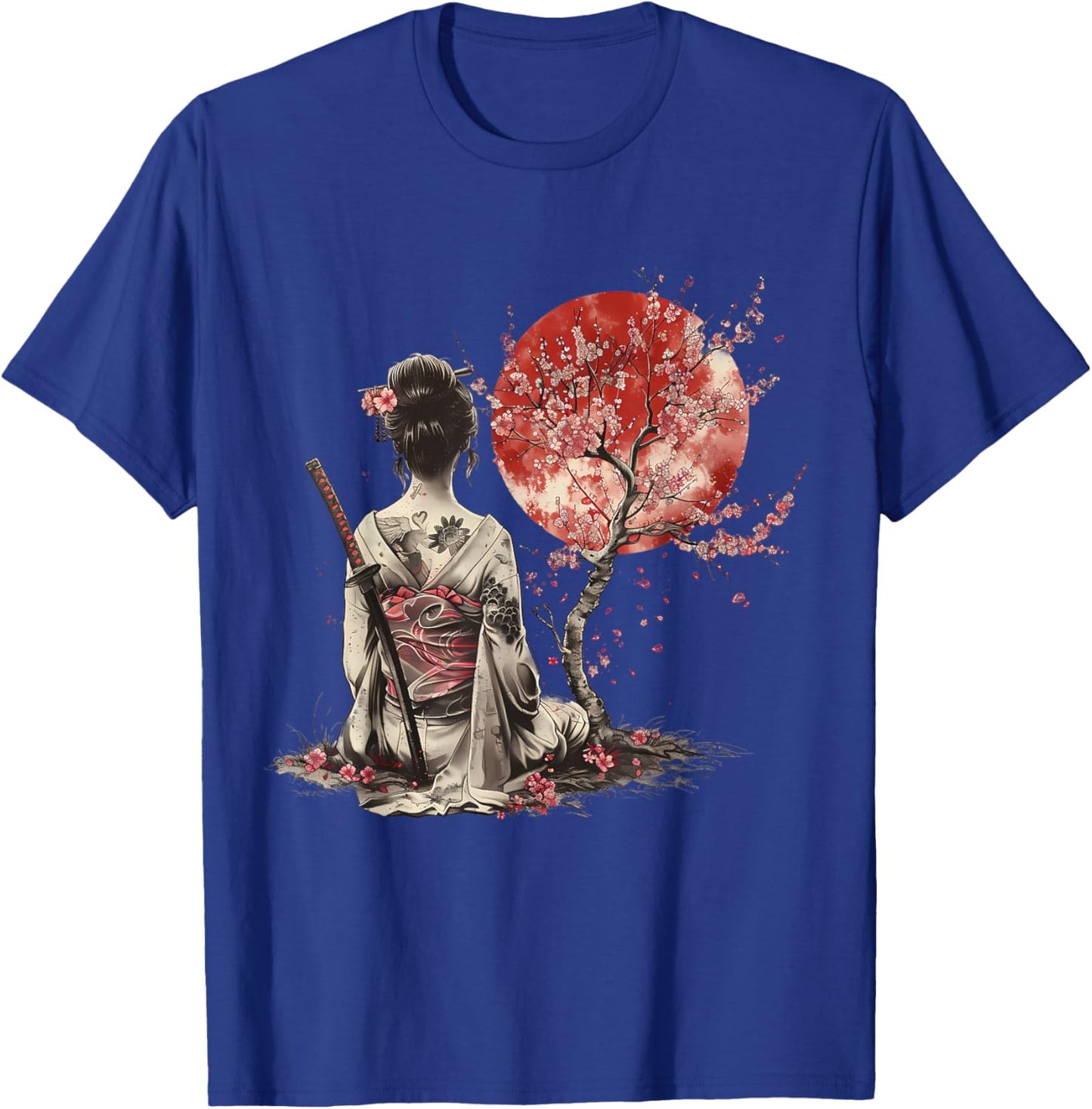 Japanisches Samurai-Mädchen, Sakura, Kirschblüte, japanische Geisha T-Shirt - T-Shirt | Royal