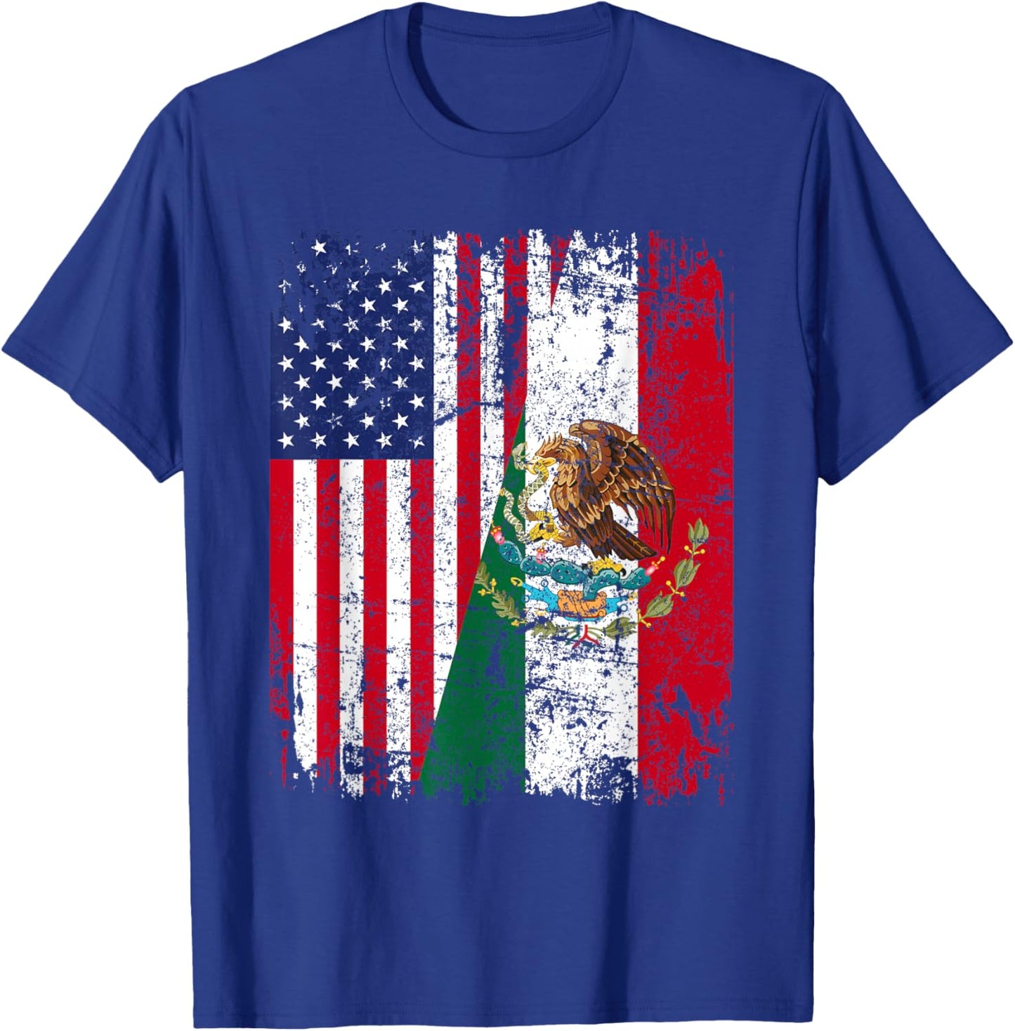 Mexican American Flag | Men Women Kids | Mexico T-Shirt - T-Shirt | Royal