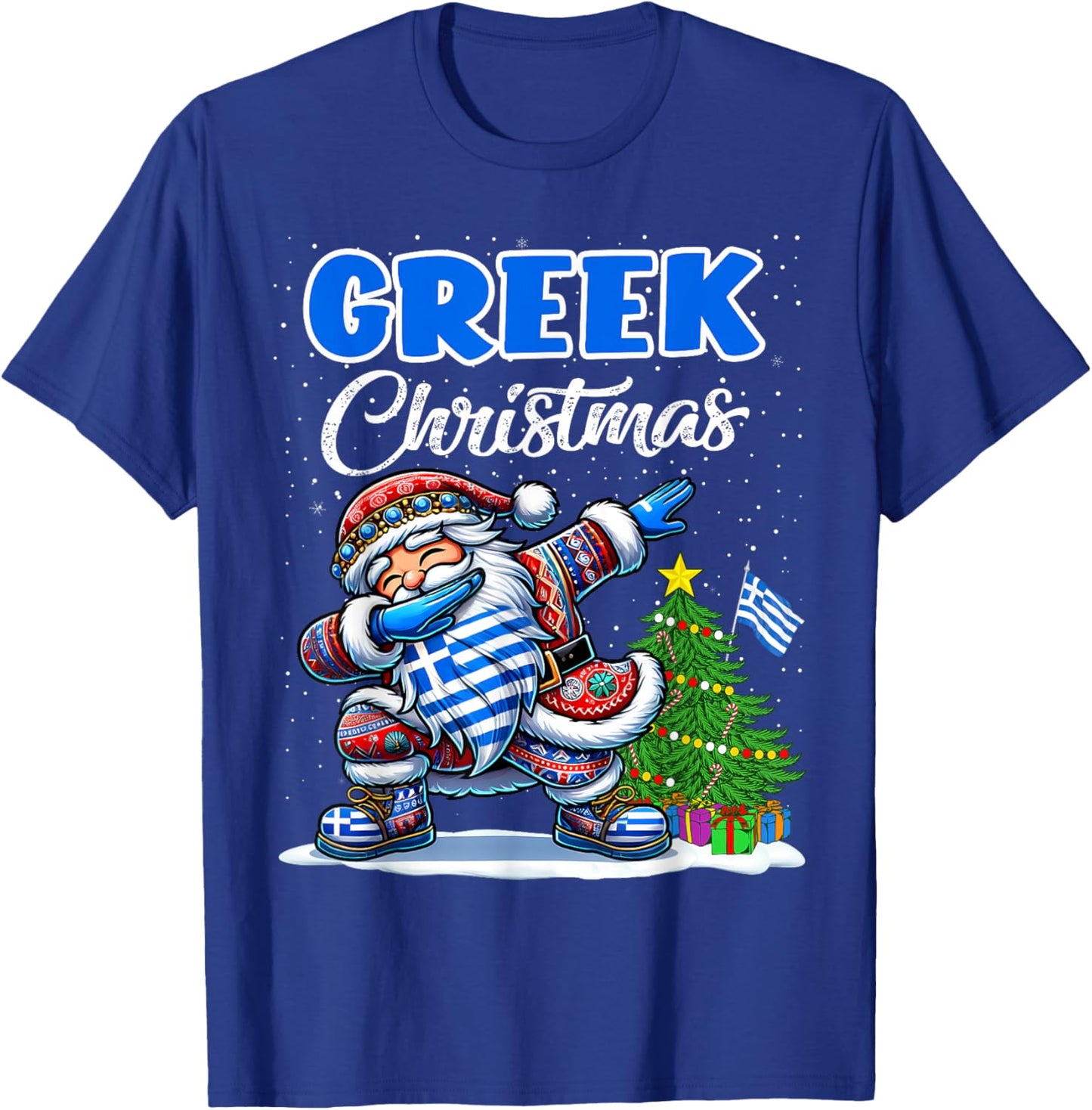 Greece Dabbing Santa Christmas Greece Flag for Kids T-Shirt - T-Shirt | Royal