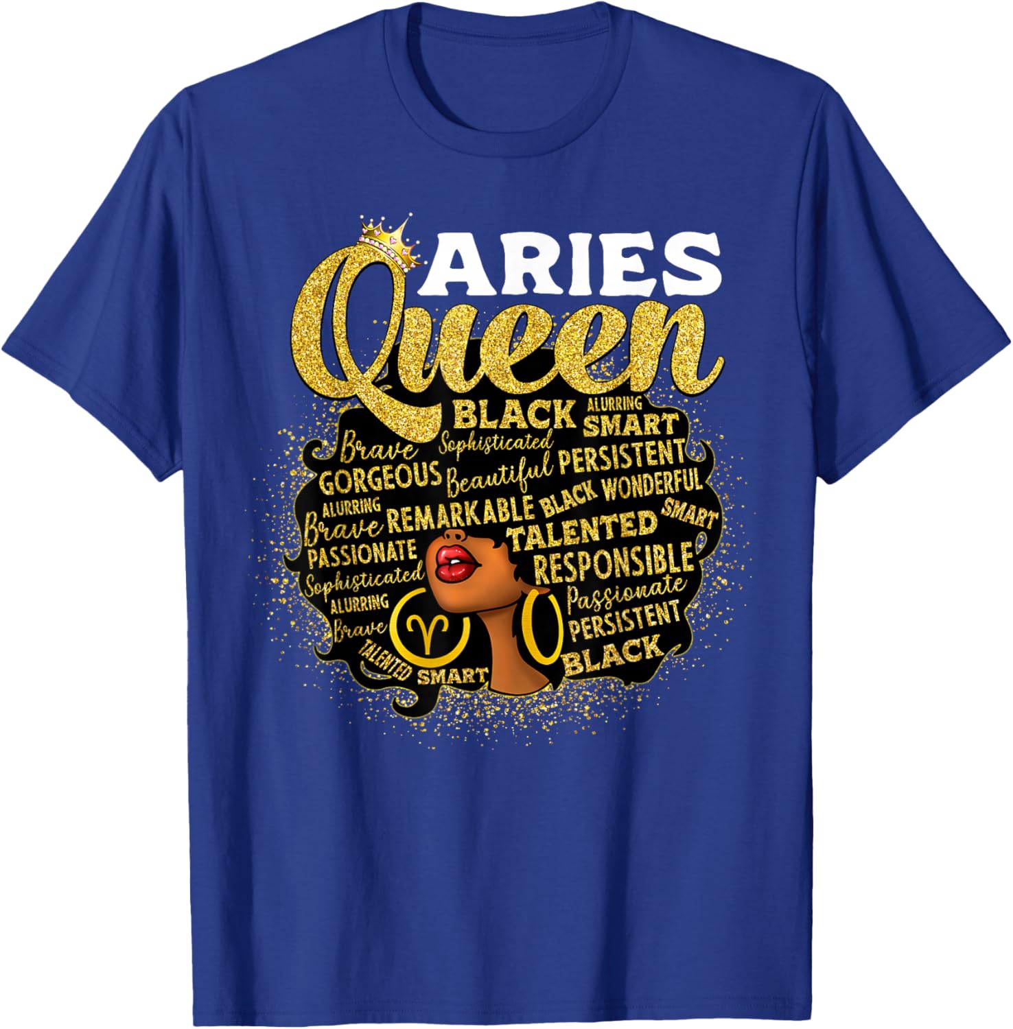 African American Women Zodiac Birthday Aries Queen T-Shirt - T-Shirt | Royal
