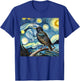 Common Starling Lover Bird Watching Birding Starry Night Art T-Shirt - T-Shirt | Royal