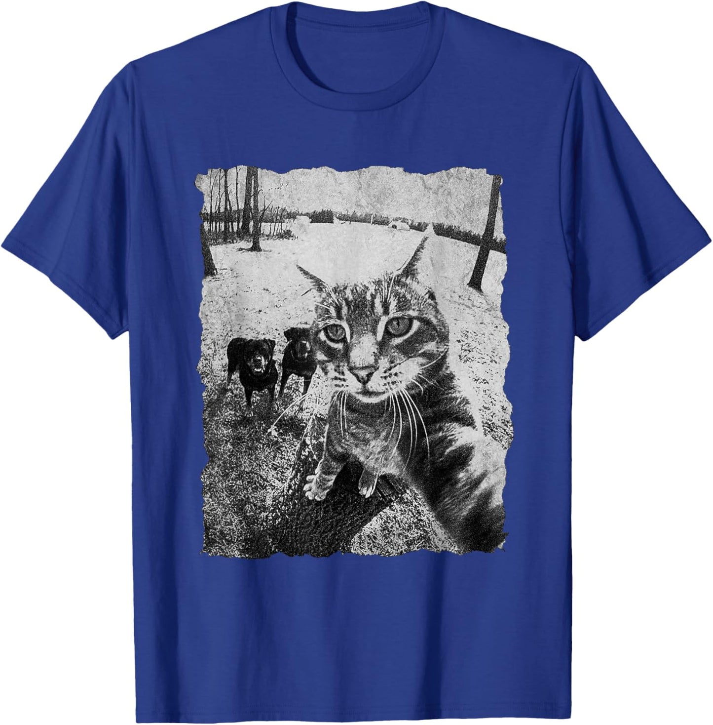Funny Cat Selfie with Rottweiler, Funny Dog and cat Gangster T-Shirt - T-Shirt | Royal