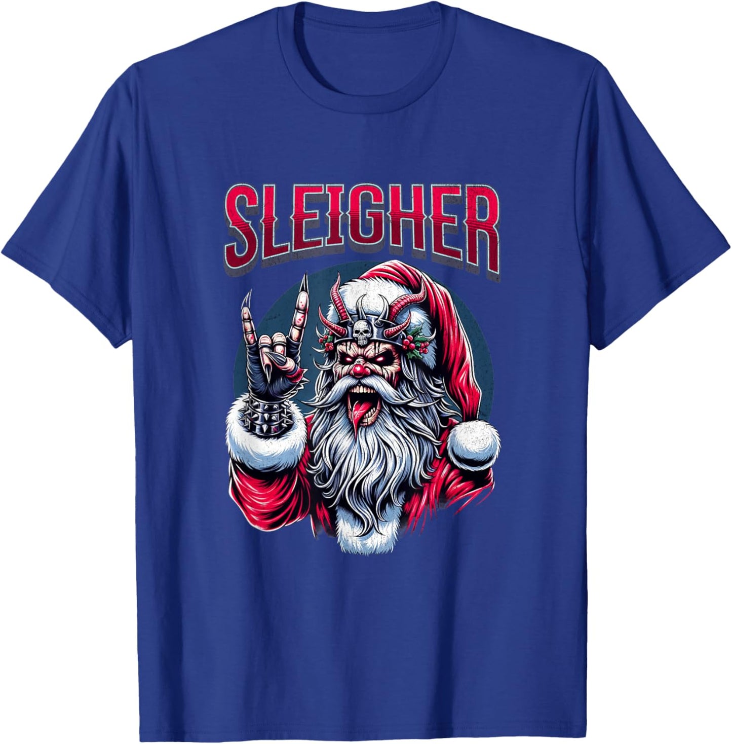 Christmas Sleigher, Metal Santa T-Shirt - T-Shirt | Royal