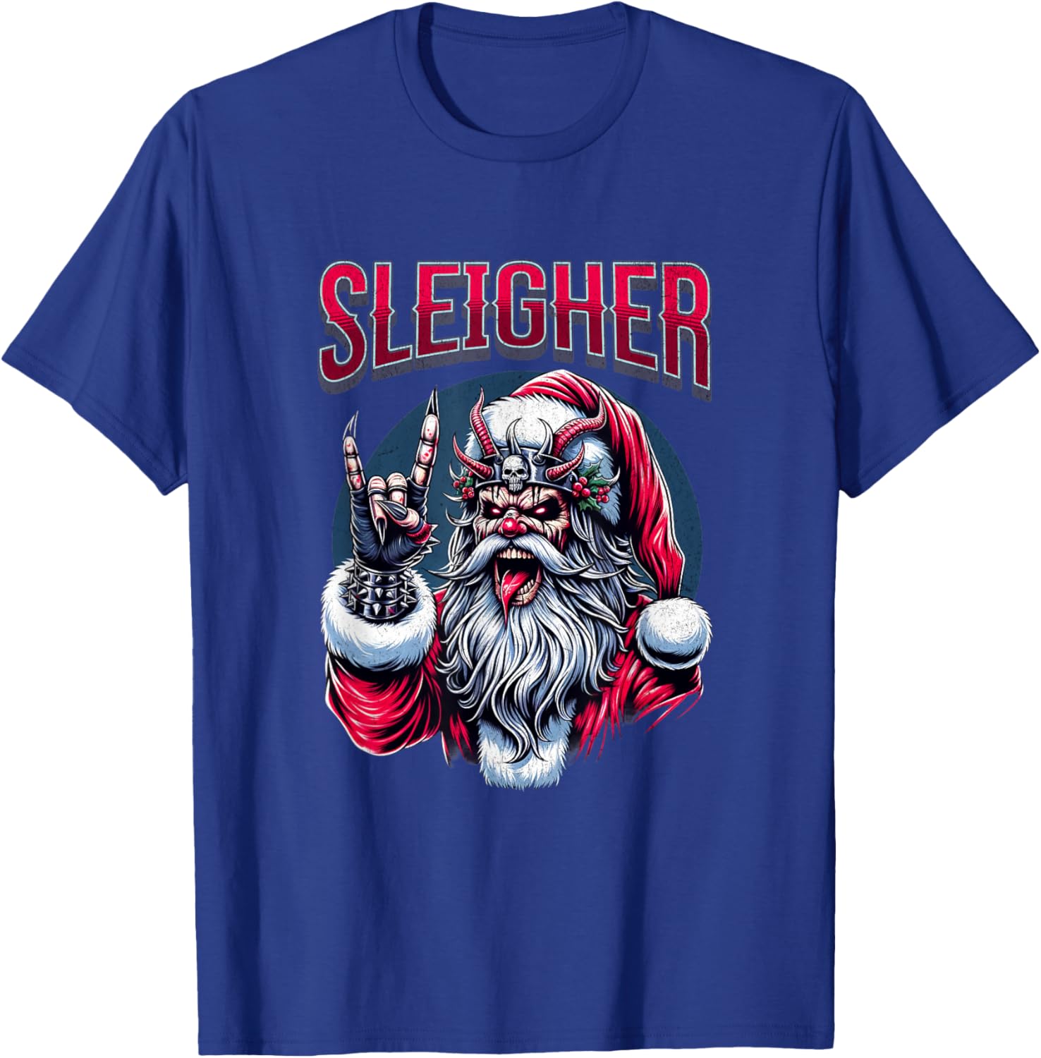 Christmas Sleigher, Metal Santa T-Shirt - T-Shirt | Royal
