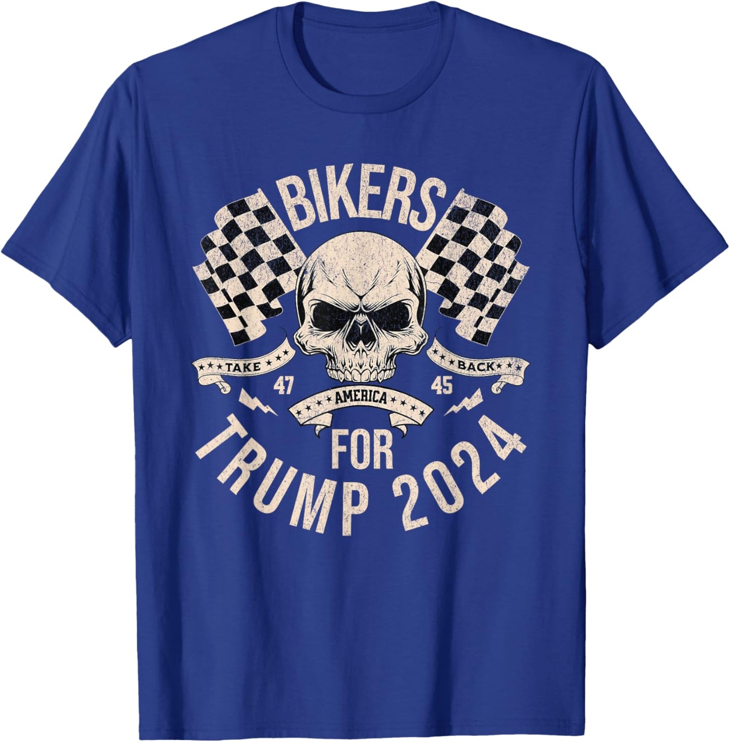 American Bikers for Trump Take America Back Election 2024 T-Shirt - T-Shirt | Royal