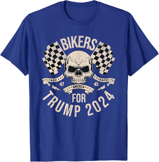 American Bikers for Trump Take America Back Election 2024 T-Shirt - T-Shirt | Royal