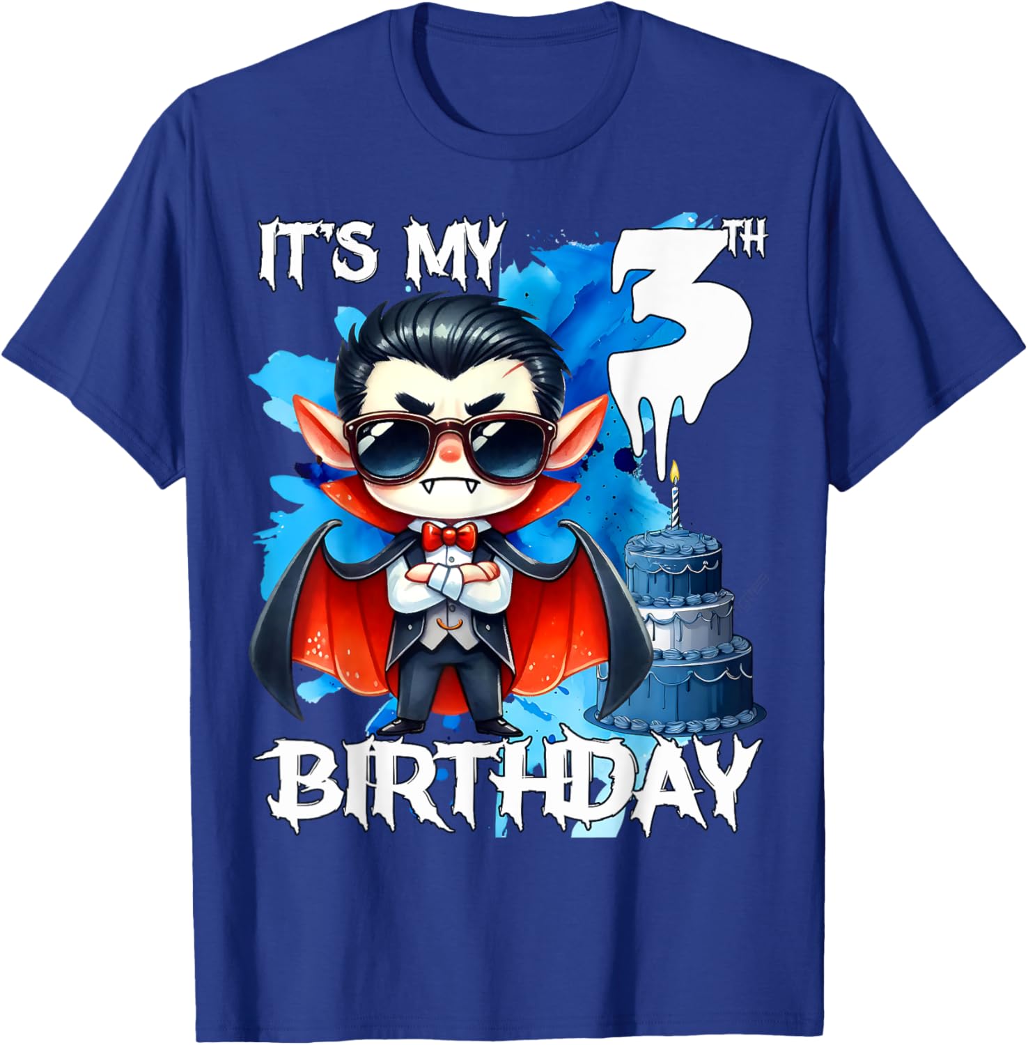 Kids 3rd Birthday Cool Vampire 3 Year Old Boys Girls T-Shirt - T-Shirt | Royal