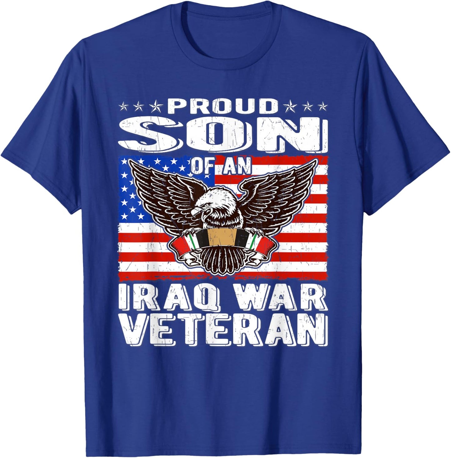Proud Son Of An Iraq Veteran Patriotic Eagle Military Family T-Shirt - T-Shirt | Royal