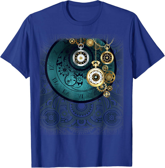 Steampunk Retro Vintage Pocket Watch Cogwheel Gears Gift Men T-Shirt - T-Shirt | Royal
