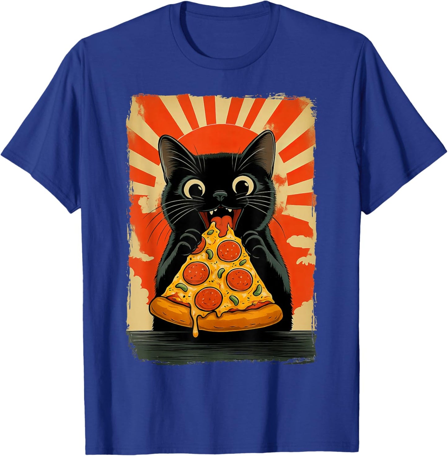 Cat Eating Pizza T-Shirt - T-Shirt | Royal