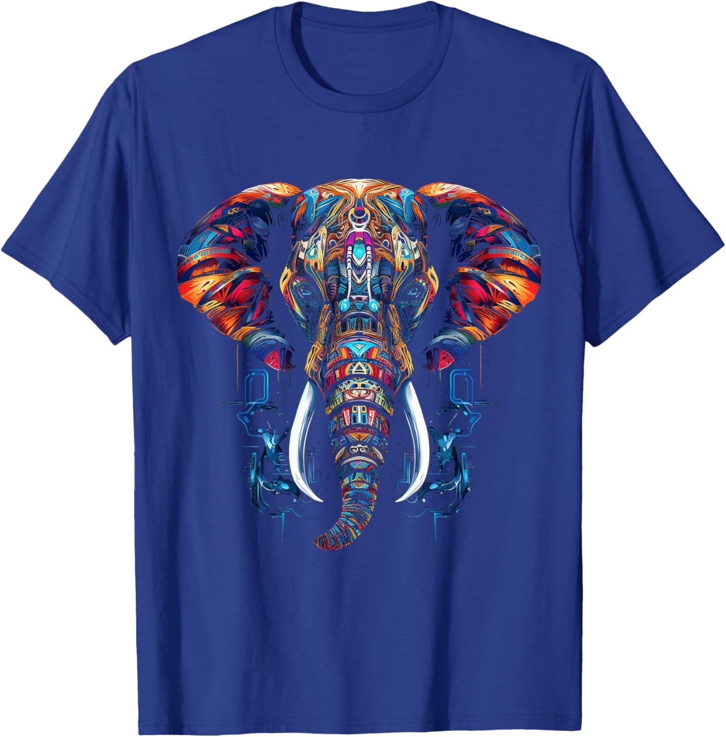 Elephant Geometric Animal Art Abstract Graphic Elephant T-Shirt - T-Shirt | Royal