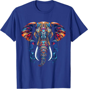 Elephant Geometric Animal Art Abstract Graphic Elephant T-Shirt - T-Shirt | Royal