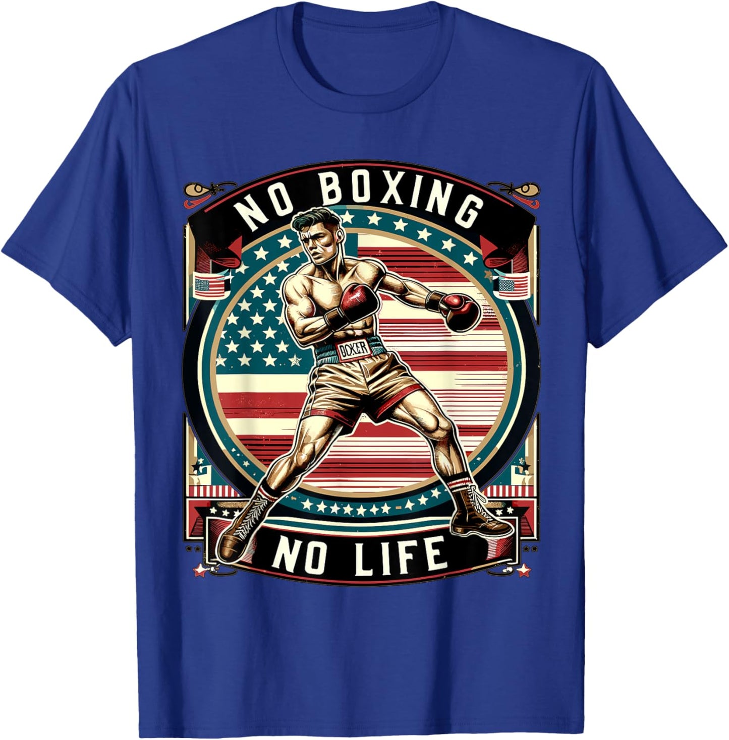 No Boxing No Life American Man Boxing T-Shirt - T-Shirt | Royal