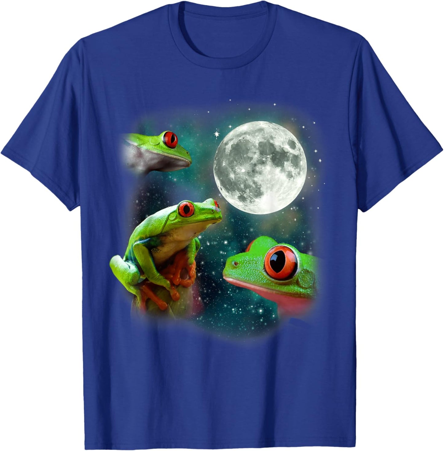 Three Frog Moon | 3 Treefrog Weird Funny Magical Cursed Meme T-Shirt - T-Shirt | Royal