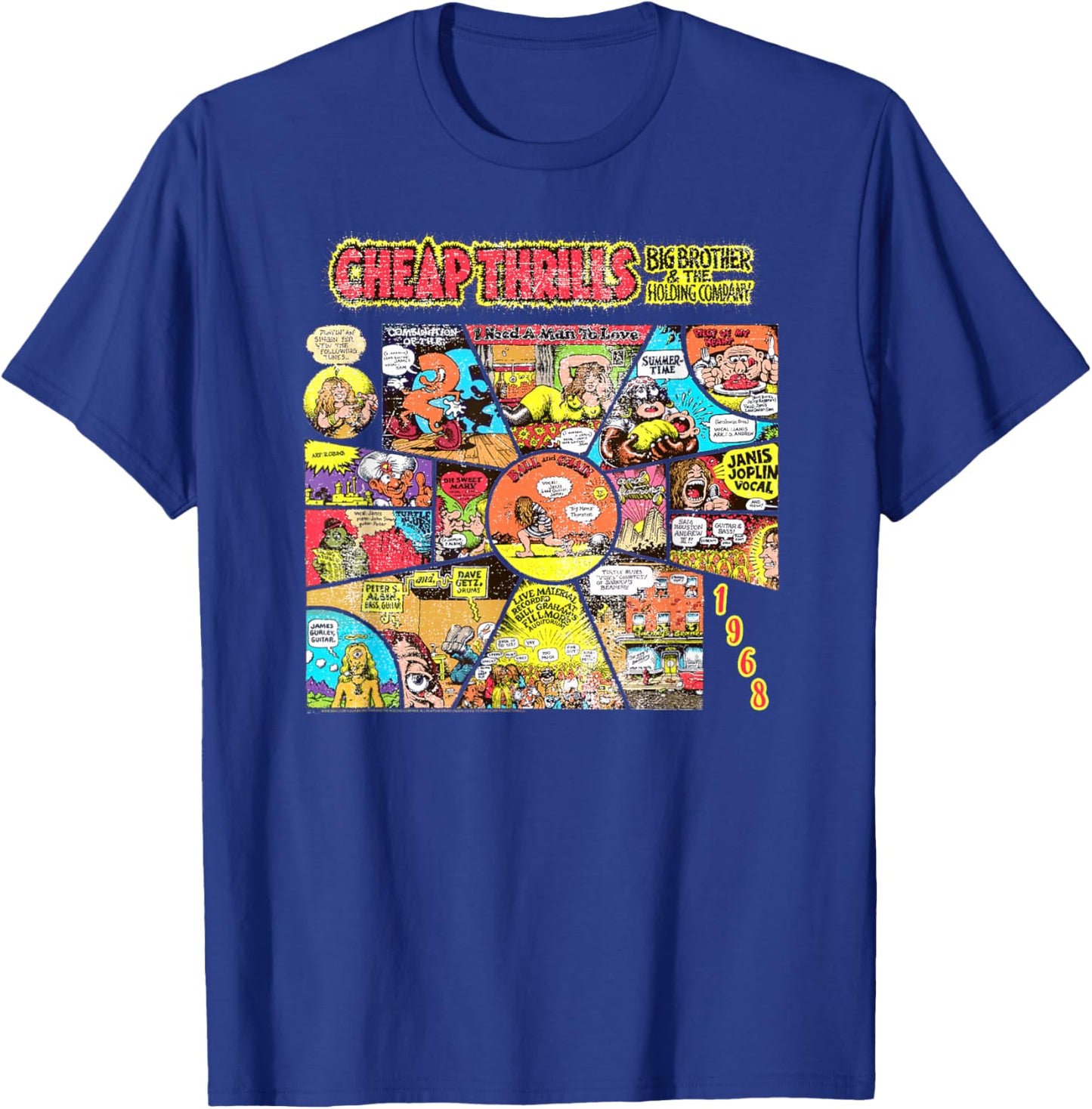 Big Brother and the Holding Company 1968 Comic Art T-Shirt - T-Shirt | Royal