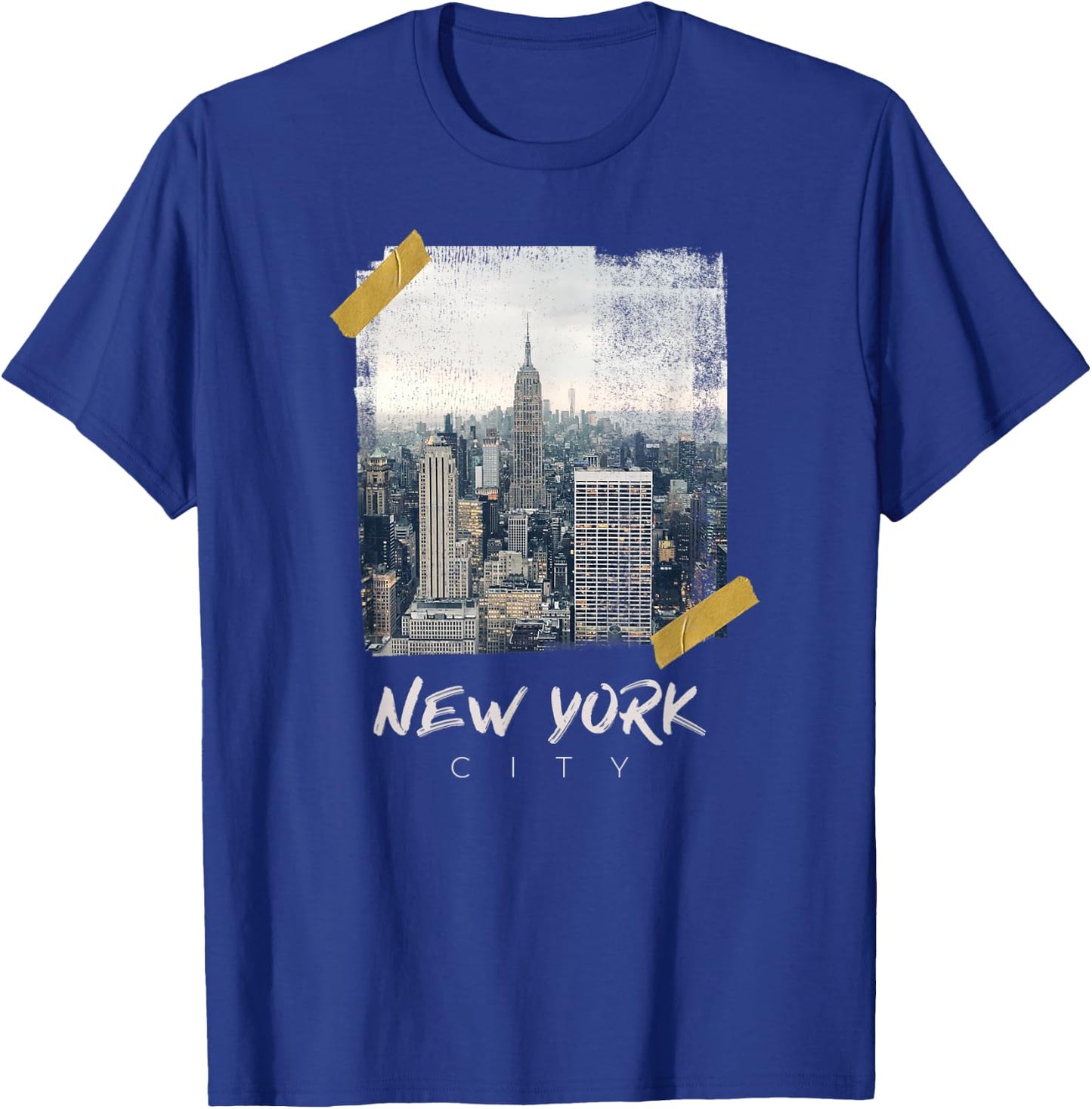 New York City Empire State Building Distressed Grunge Tape T-Shirt - T-Shirt | Royal