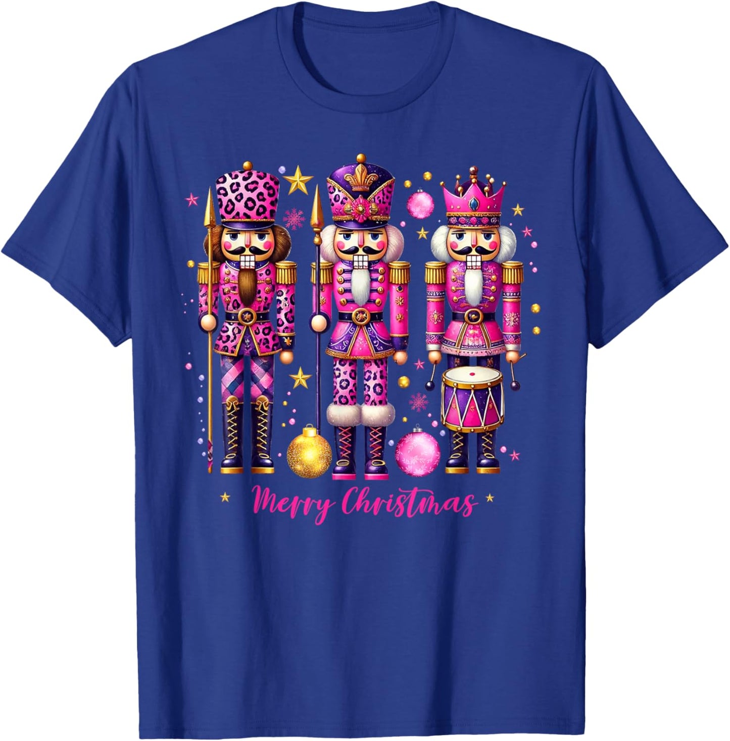 Leopard Nutcracker Pink Christmas 2024 Xmas Pajamas Matching T-Shirt - T-Shirt | Royal