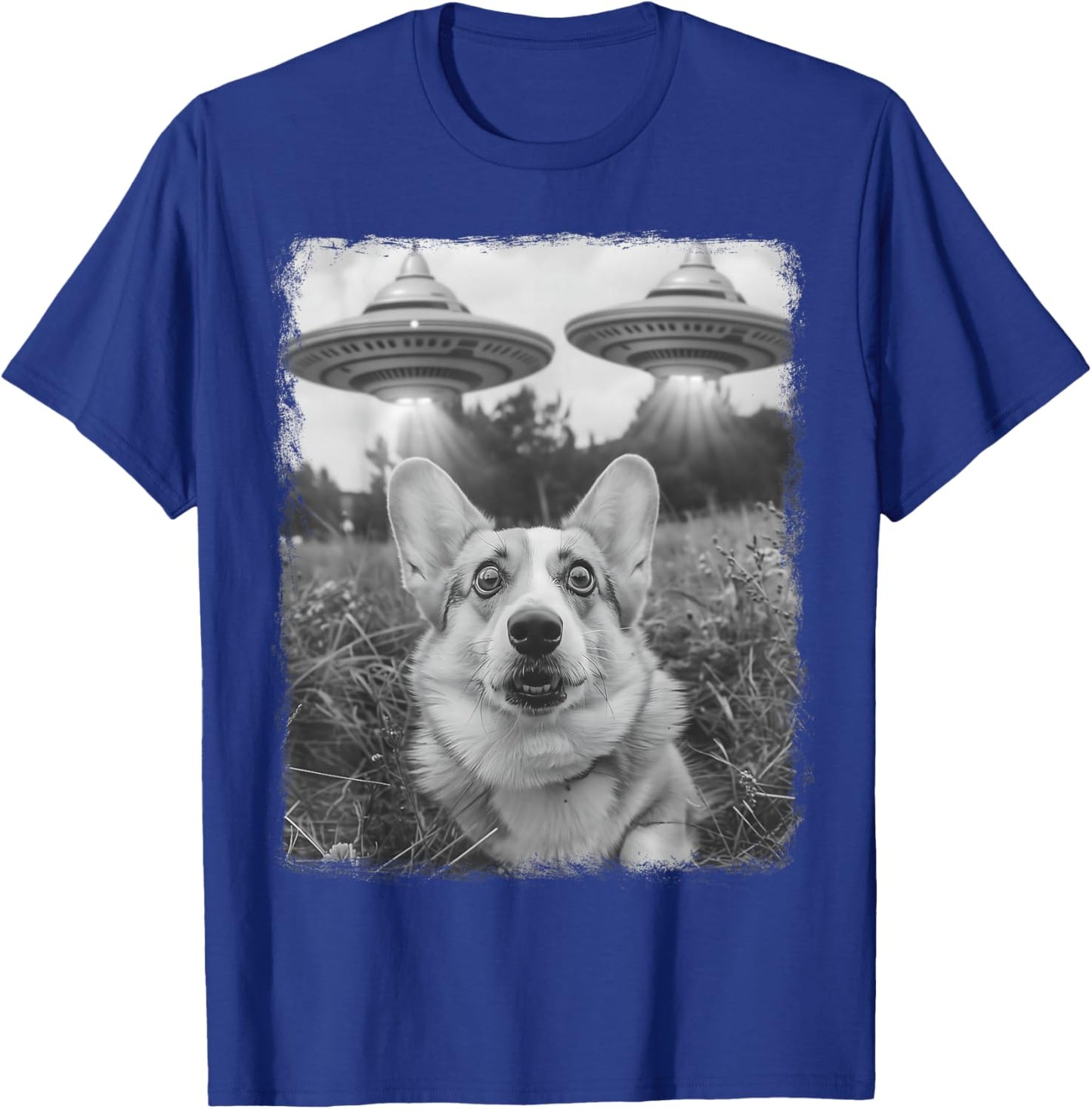 Corgi Dog UFO Alien Extraterrestrial Selfie T-Shirt - T-Shirt | Royal