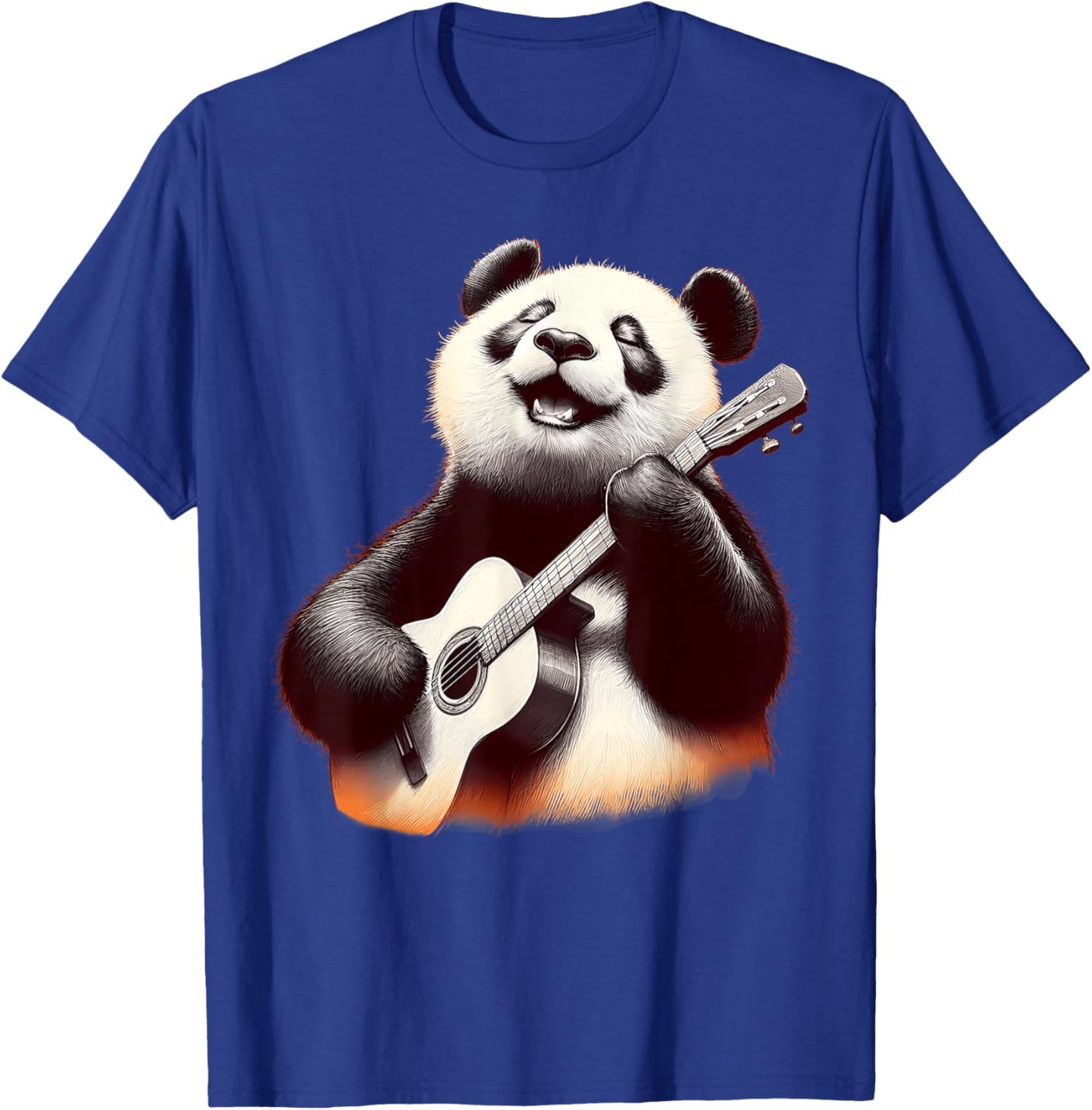 Giant Panda Playing Guitar Funny Rock Music Guitar Panda T-Shirt - T-Shirt | Royal