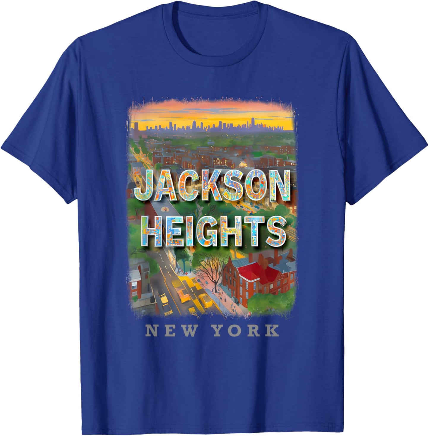 Jackson Heights New York Queens NY Neighborhood Life SD442 T-Shirt - T-Shirt | Royal