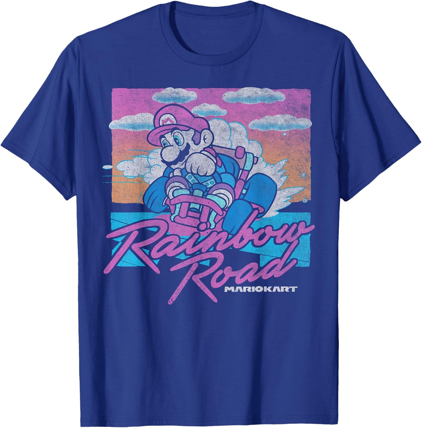 Mario Kart Mario Rainbow Road Pastel Poster Small T-Shirt - T-Shirt | Royal