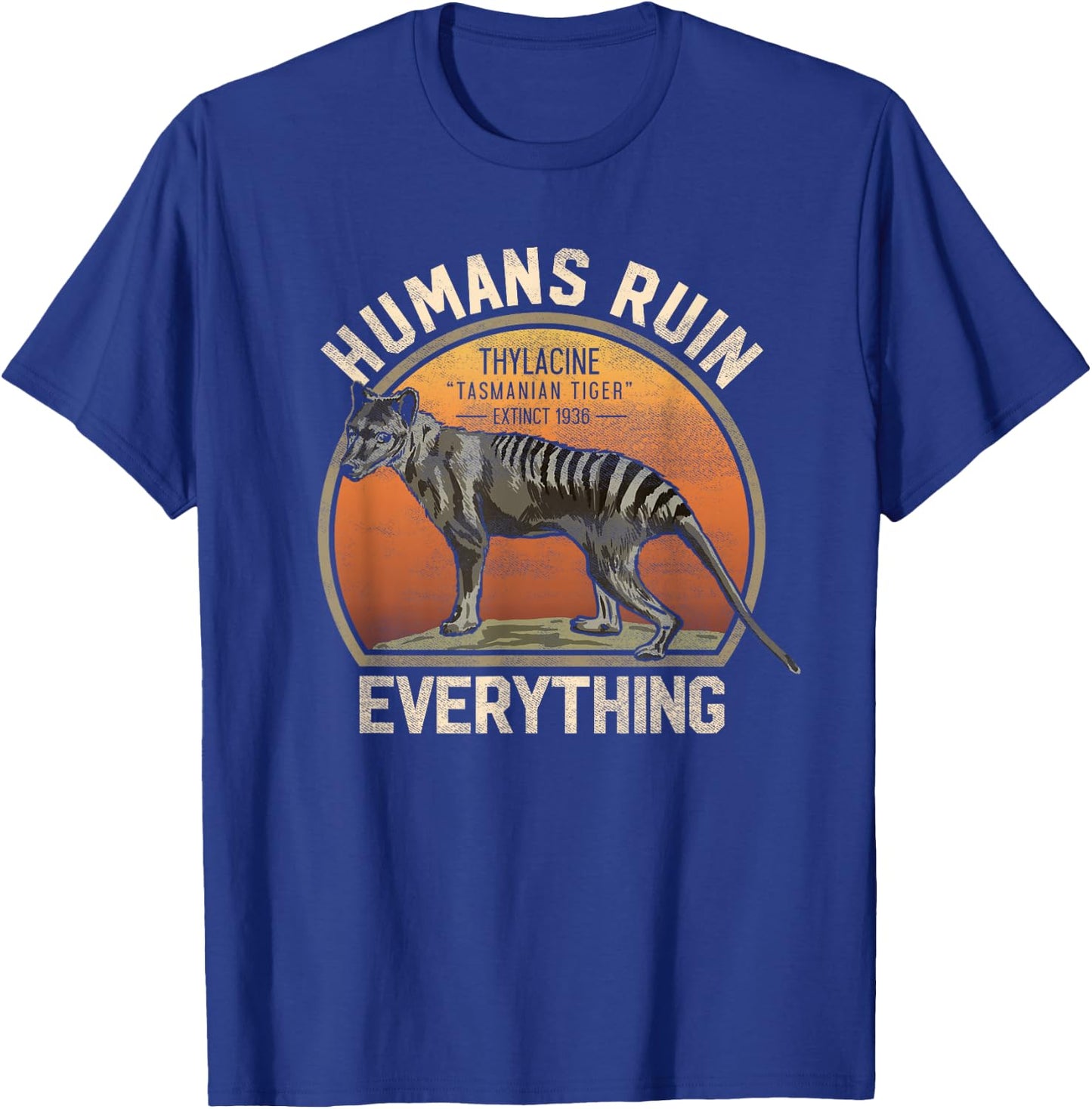 Tasmanian Tiger Thylacine T Shirt Wolf Australian Extinct T-Shirt - T-Shirt | Royal