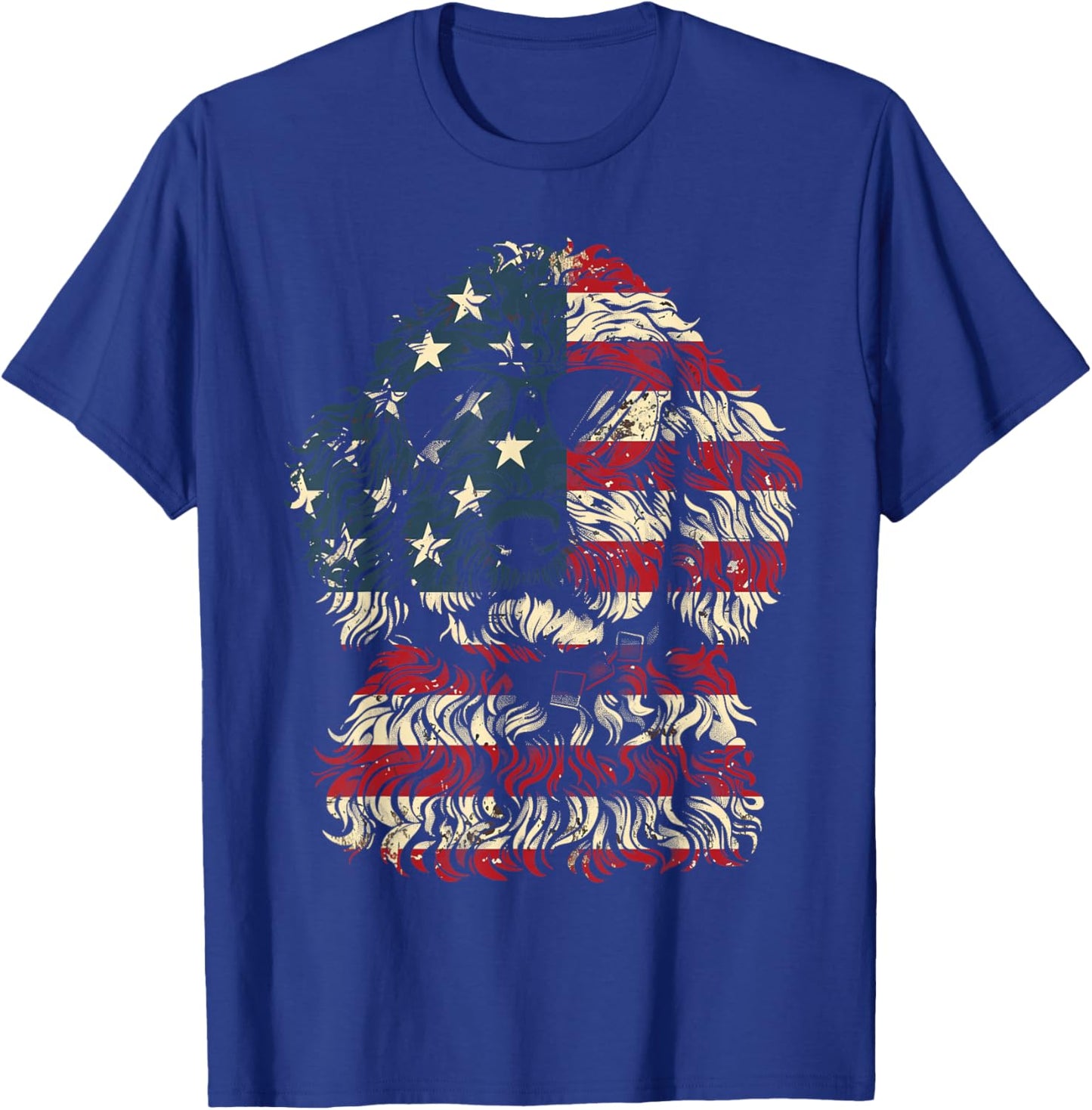 Goldendoodle Doodle Dad American Flag Patriotic Dog Lover T-Shirt - T-Shirt | Royal