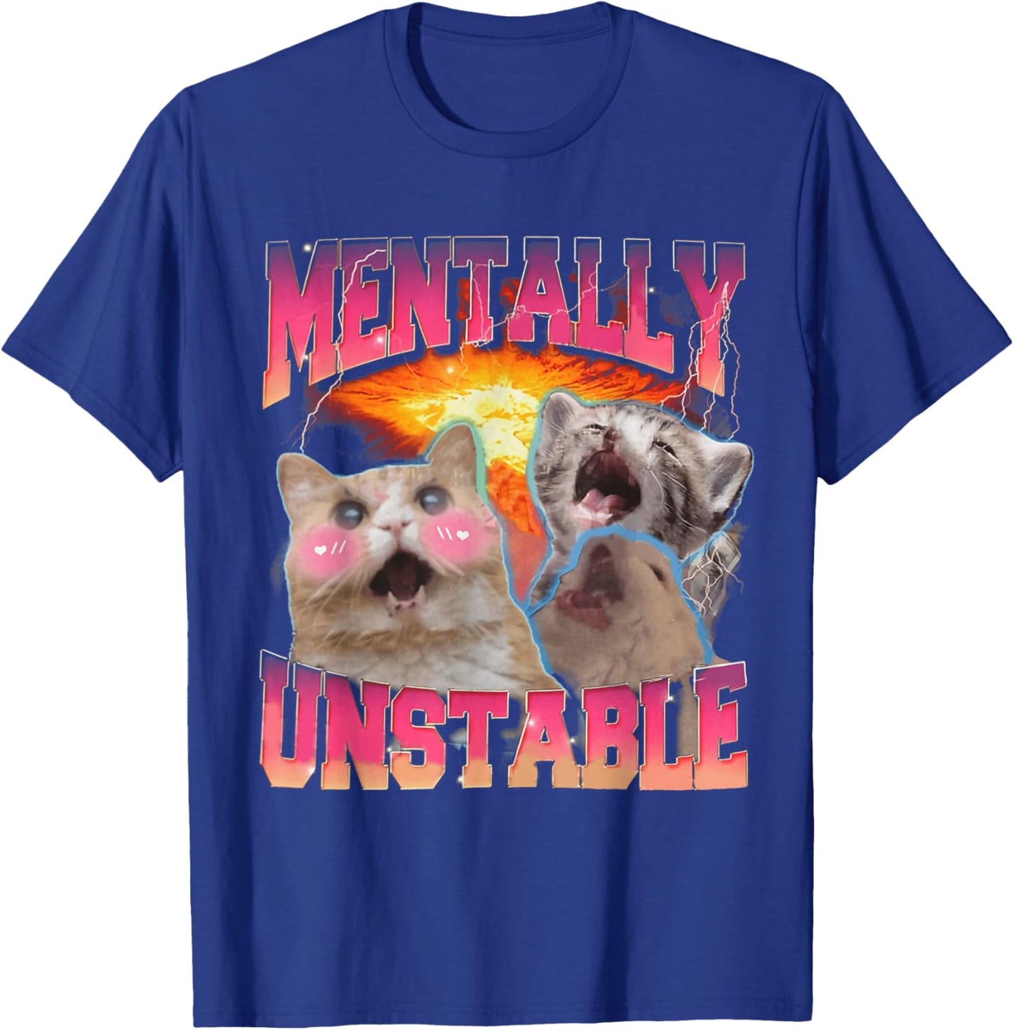 Mentally Unstable Cat Meme Shirt, Funny Cat Meme T-Shirt - T-Shirt | Royal