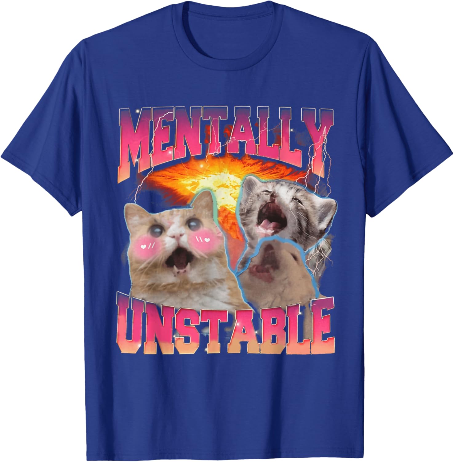 Mentally Unstable Cat Meme Shirt, Funny Cat Meme T-Shirt - T-Shirt | Royal