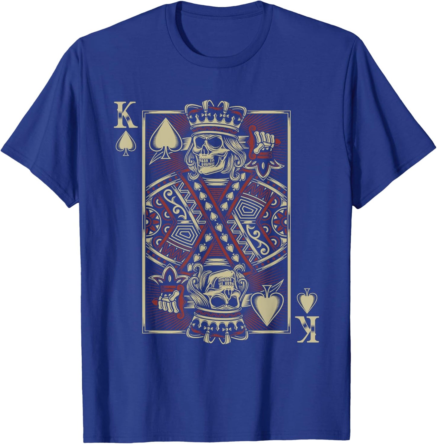 King Of Spades Skull Men Poker Card Game Biker Grunge T-Shirt - T-Shirt | Royal
