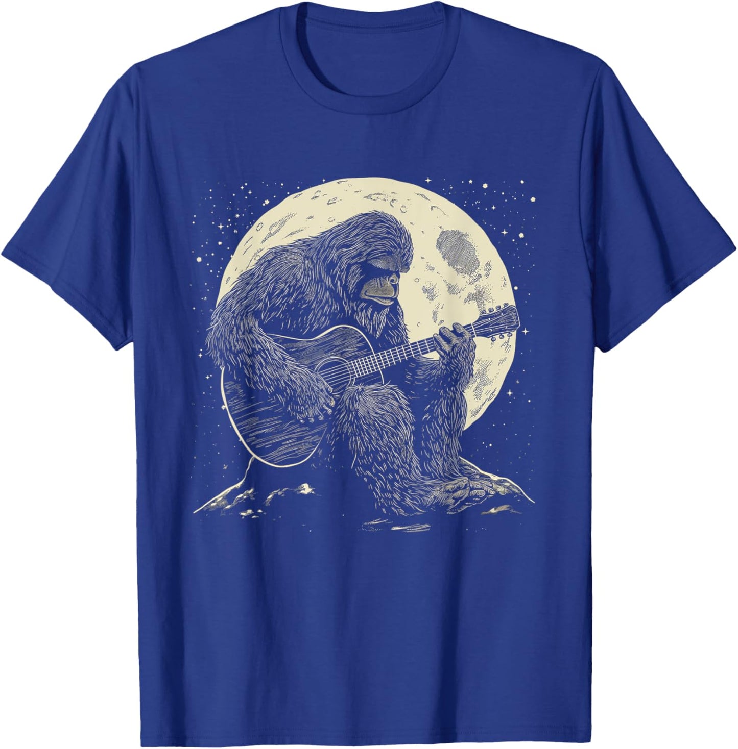 Bigfoot Playing Guitar Player Funny Sasquatch Guitarist T-Shirt - T-Shirt | Royal