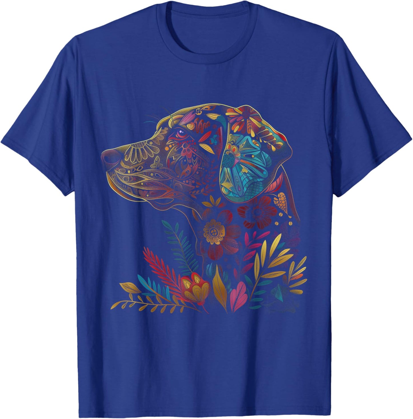 Labrador Dog Vintage Flowers Black Lab Mom T-Shirt - T-Shirt | Royal