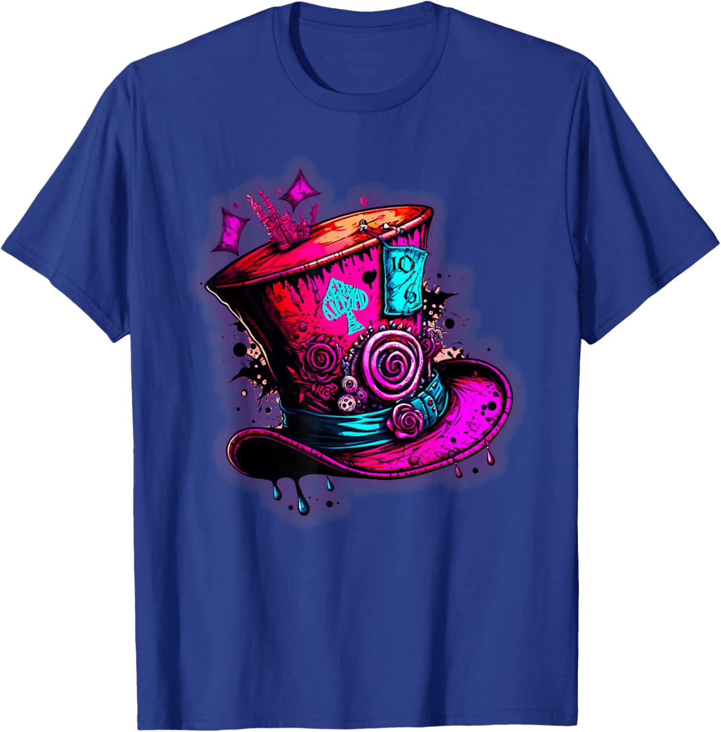 We're All Mad Here Pink Steampunk Alice in Wonderland Hat T-Shirt - T-Shirt | Royal