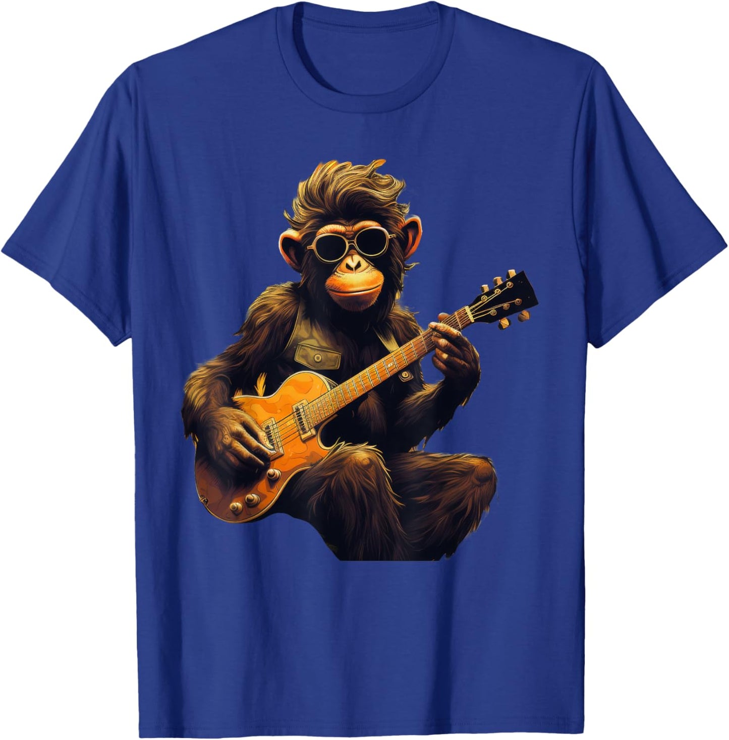 Cute Monkey Playing Guitar Monkeys Musician Music T-Shirt - T-Shirt | Royal