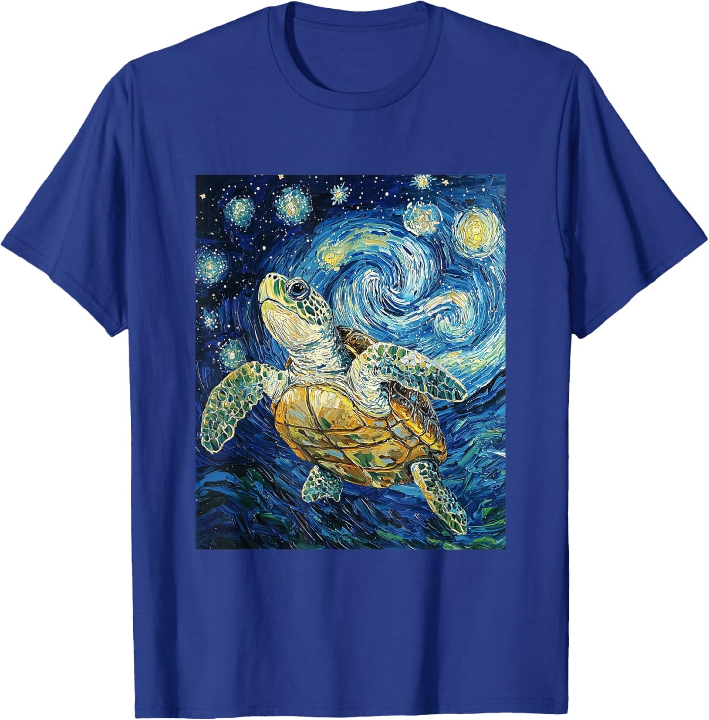 Cute Tortoise Turtle - Van Gogh Style - Starry Night T-Shirt - T-Shirt | Royal