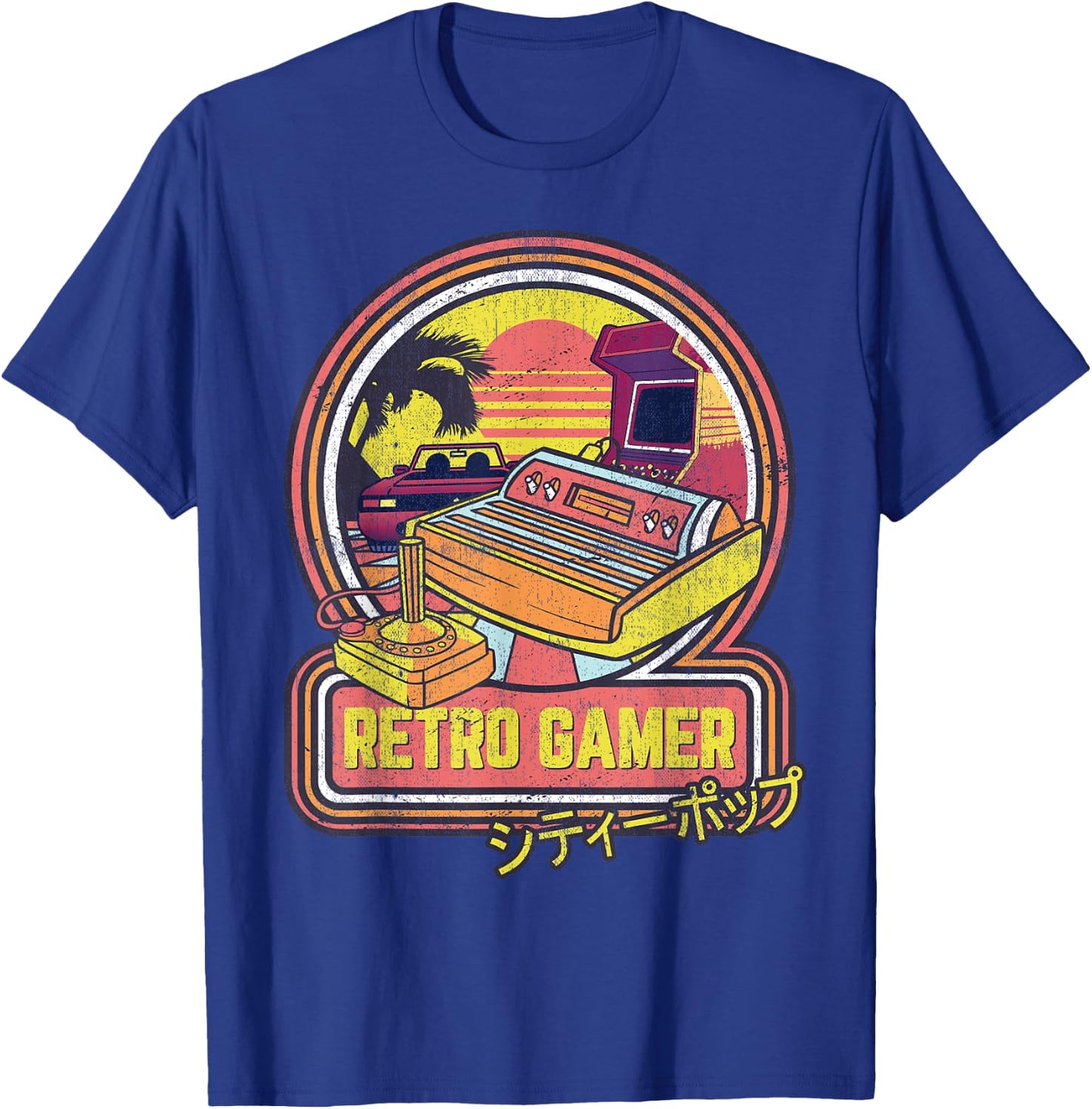 Retro Gamer Vintage 80s & 90s Japanese Arcade Video Games T-Shirt - T-Shirt | Royal