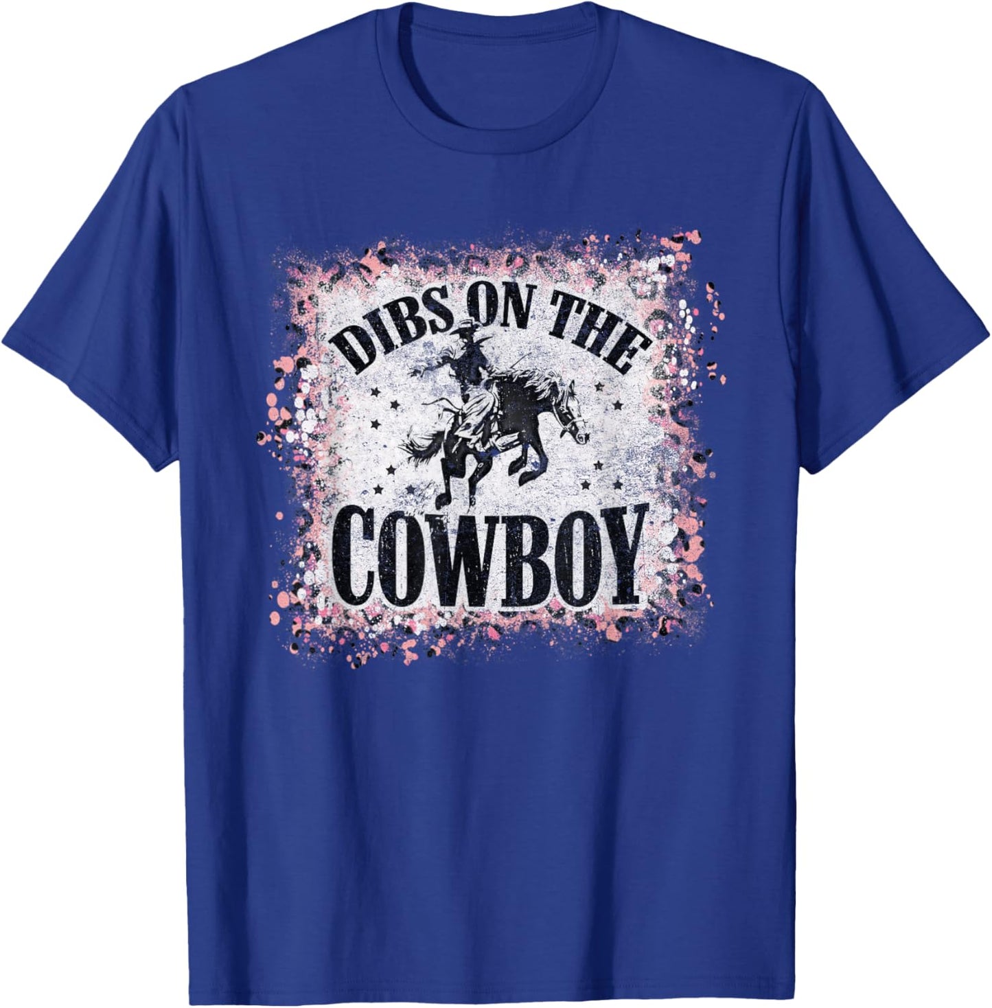 Vintage Leopard Bleached Dibs On The Cowboy Riding Horse T-Shirt - T-Shirt | Royal
