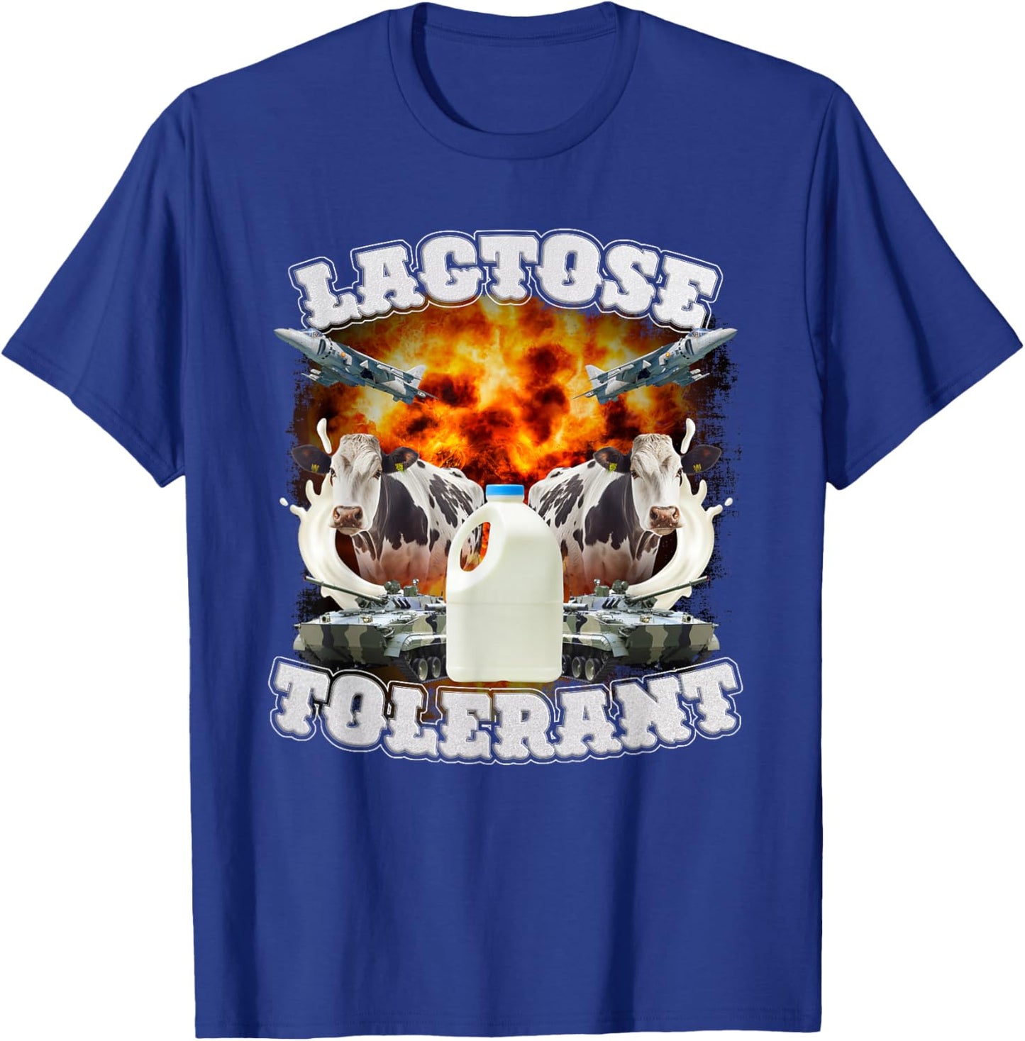 Funny Lactose Retro Pro-Dairy Apparel Adults Black Cotton Polyester Small T-Shirt - T-Shirt | Royal