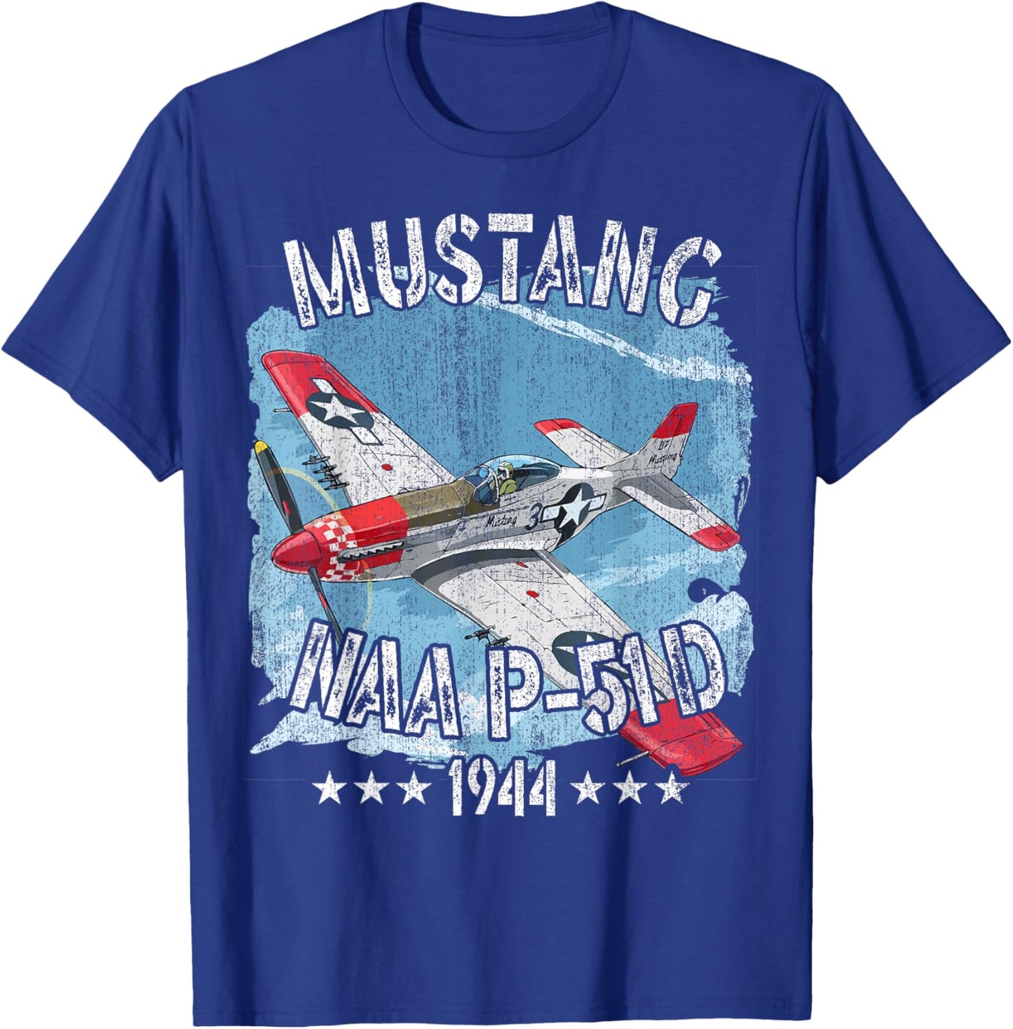 P-51D Mustang Vintage North American P-51D Fighter Warbirds T-Shirt - T-Shirt | Royal