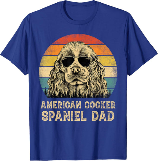 Vintage American Cocker Spaniel Dad Dog Lovers Father's Day T-Shirt - T-Shirt | Royal