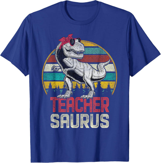 Teachersaurus T Rex Dinosaur Teacher Saurus Family Matching T-Shirt - T-Shirt | Royal