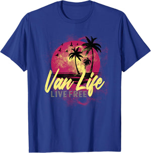 Retro Vintage Van Life is the Real Adventure T-Shirt - T-Shirt | Royal